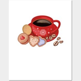 Christmas Coffee Mug And Cookies. Posters and Art